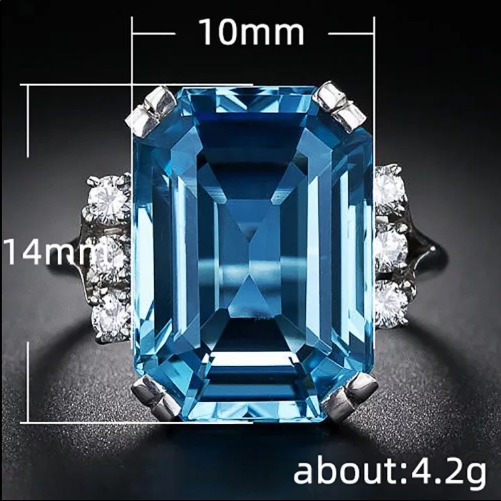 New Women’s 925 Silver Sapphire Bridal Ring - Picture 6 of 6